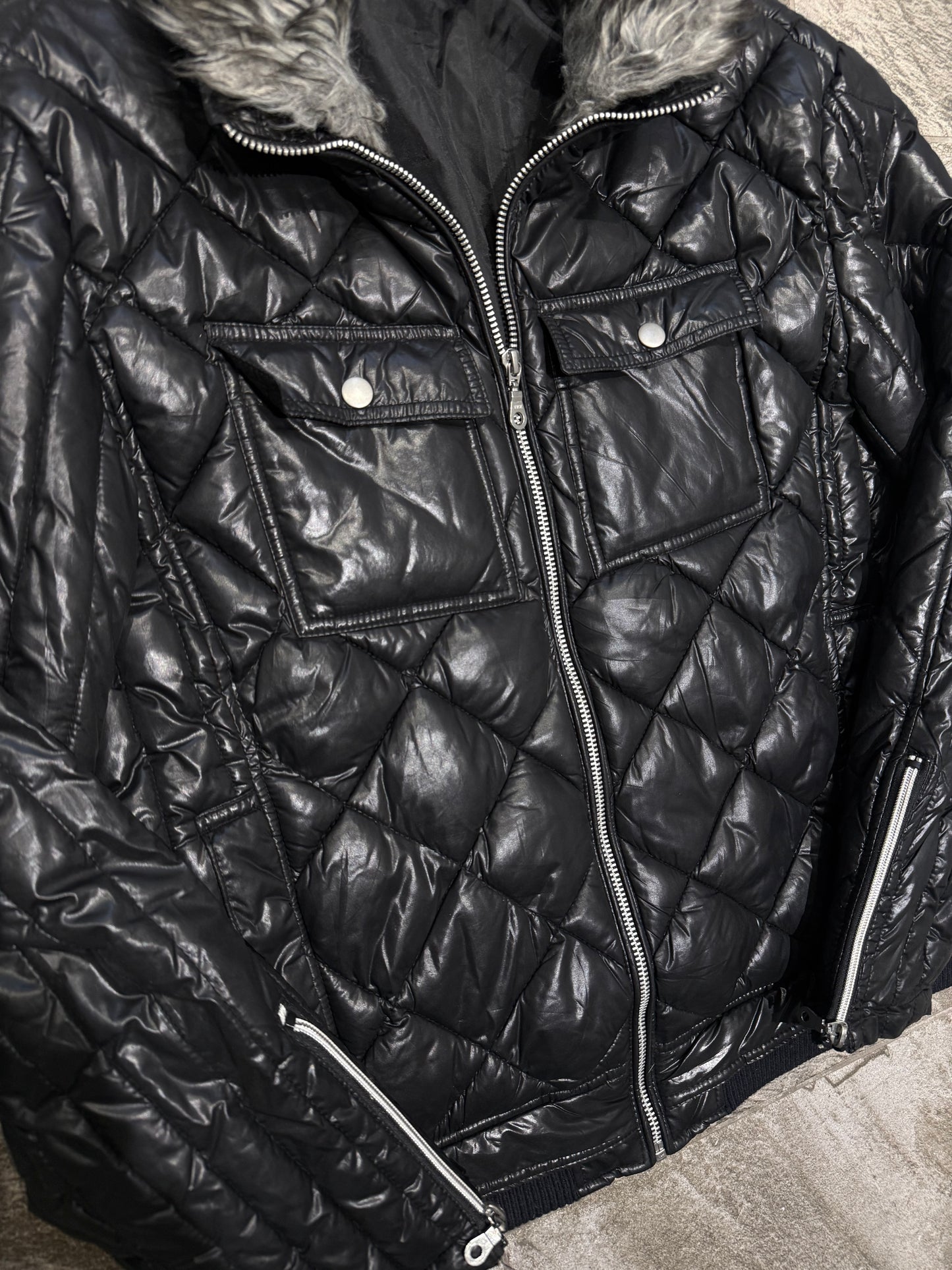 000’s Japanese Glossy Fur Collar Puffer (M)