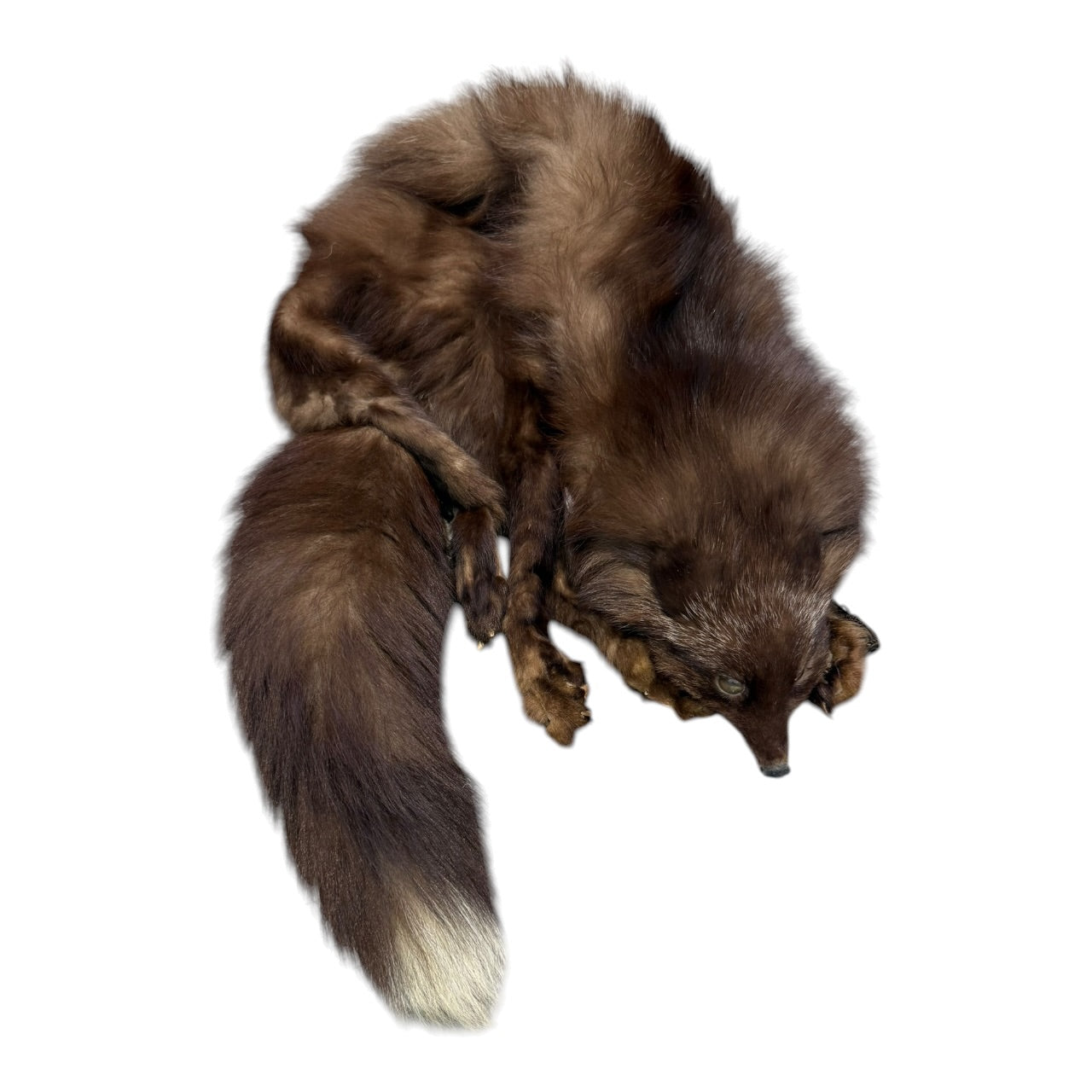 Vintage Fox Fur White Tip Tail Scarf