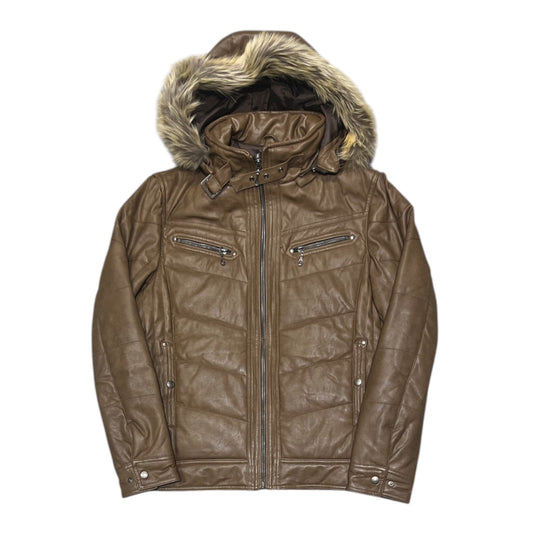 000’s Louis Charlon Leather Fur Hood Puffer (L)