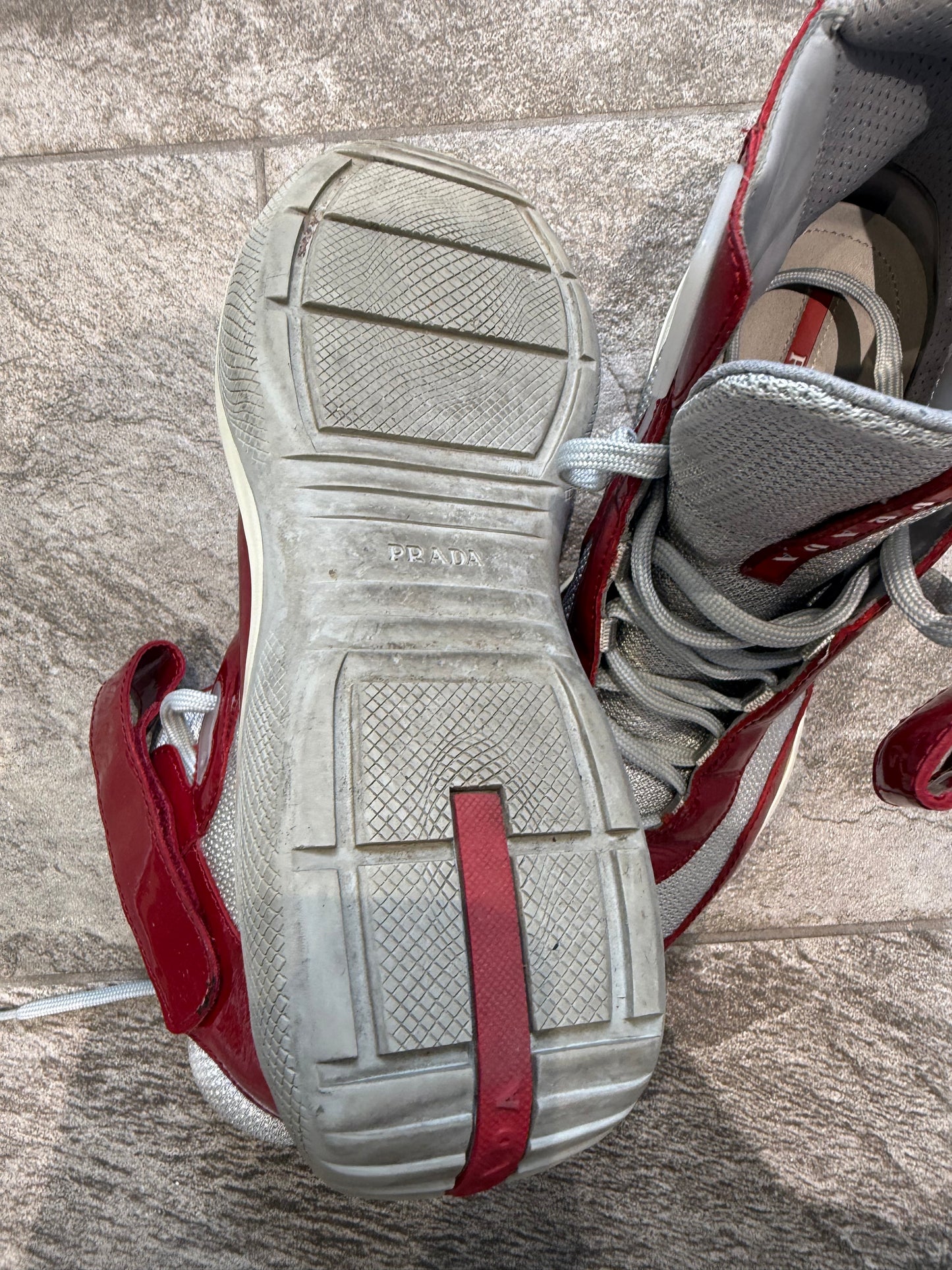 Prada Americas Cups Patent High Tops (UK 8)
