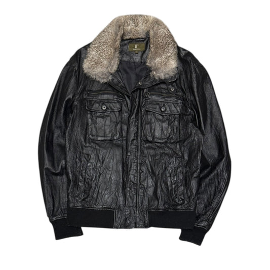 000’s Fur Collar Leather Jacket (M)