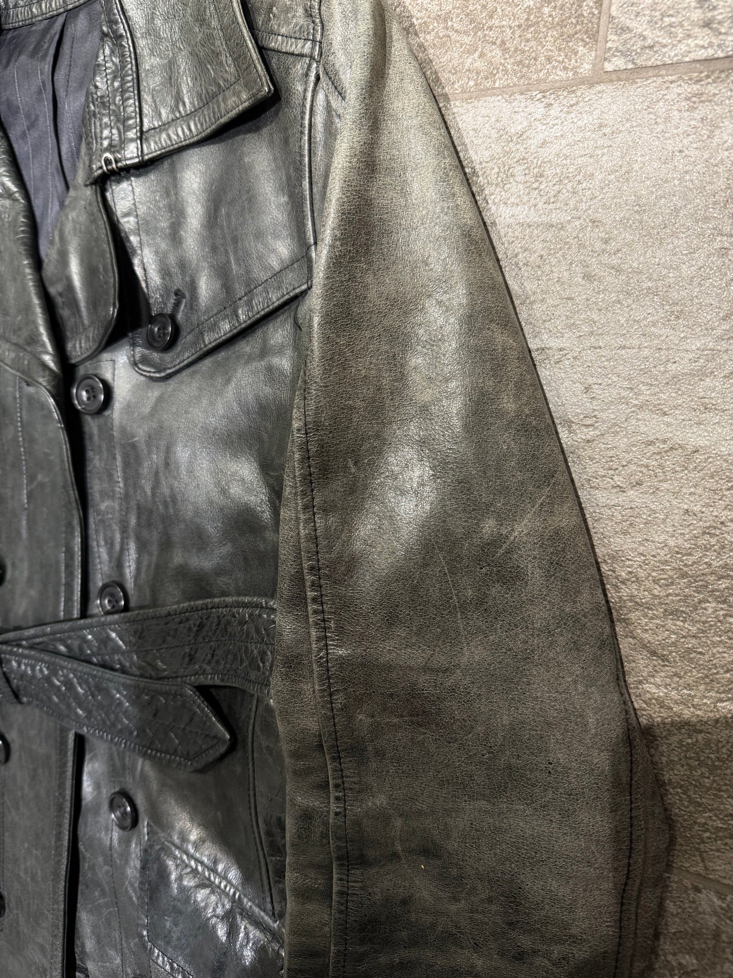 000’s ASM Leather Trench Coat (XS-S)