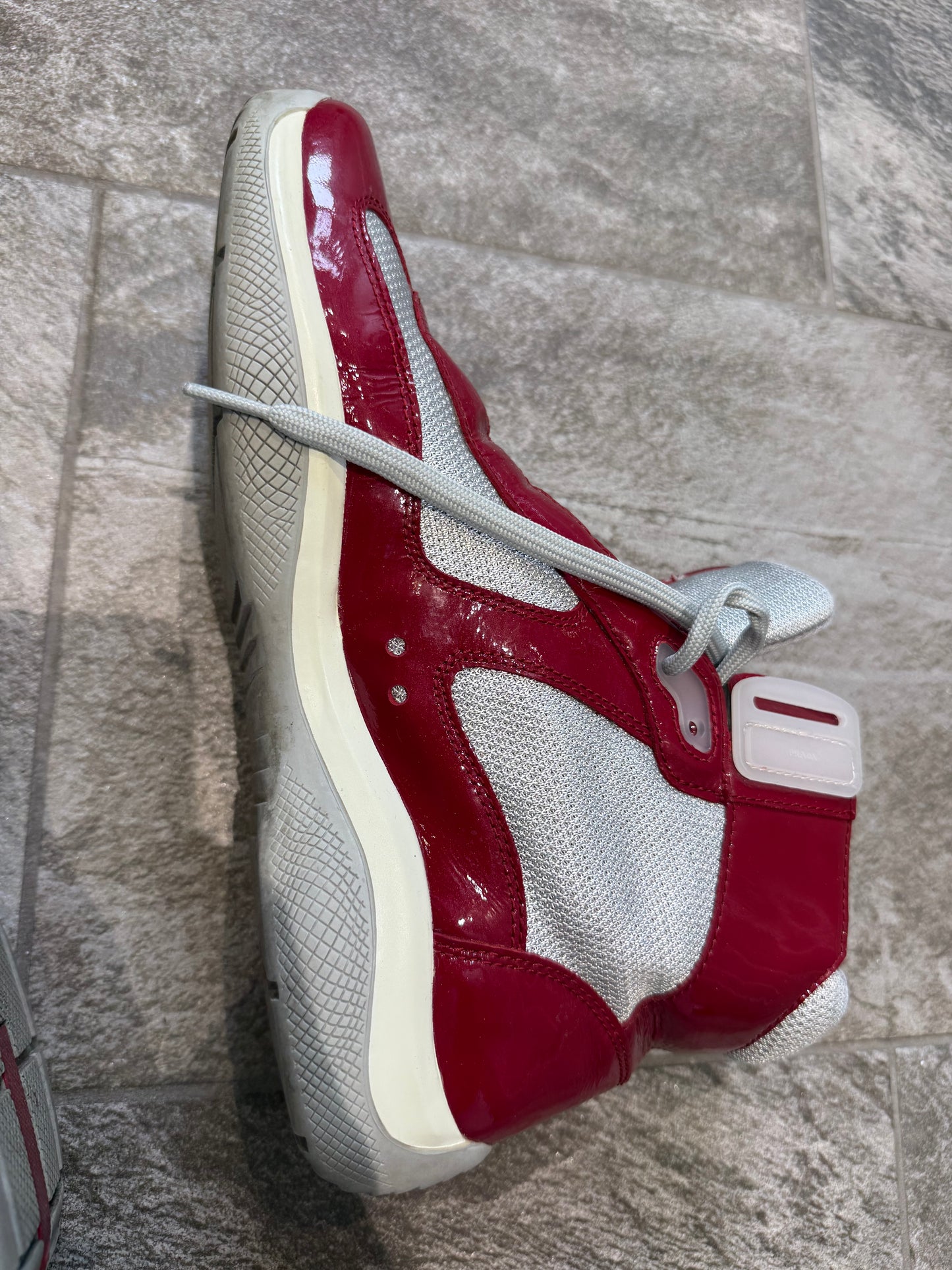 Prada Americas Cups Patent High Tops (UK 8)
