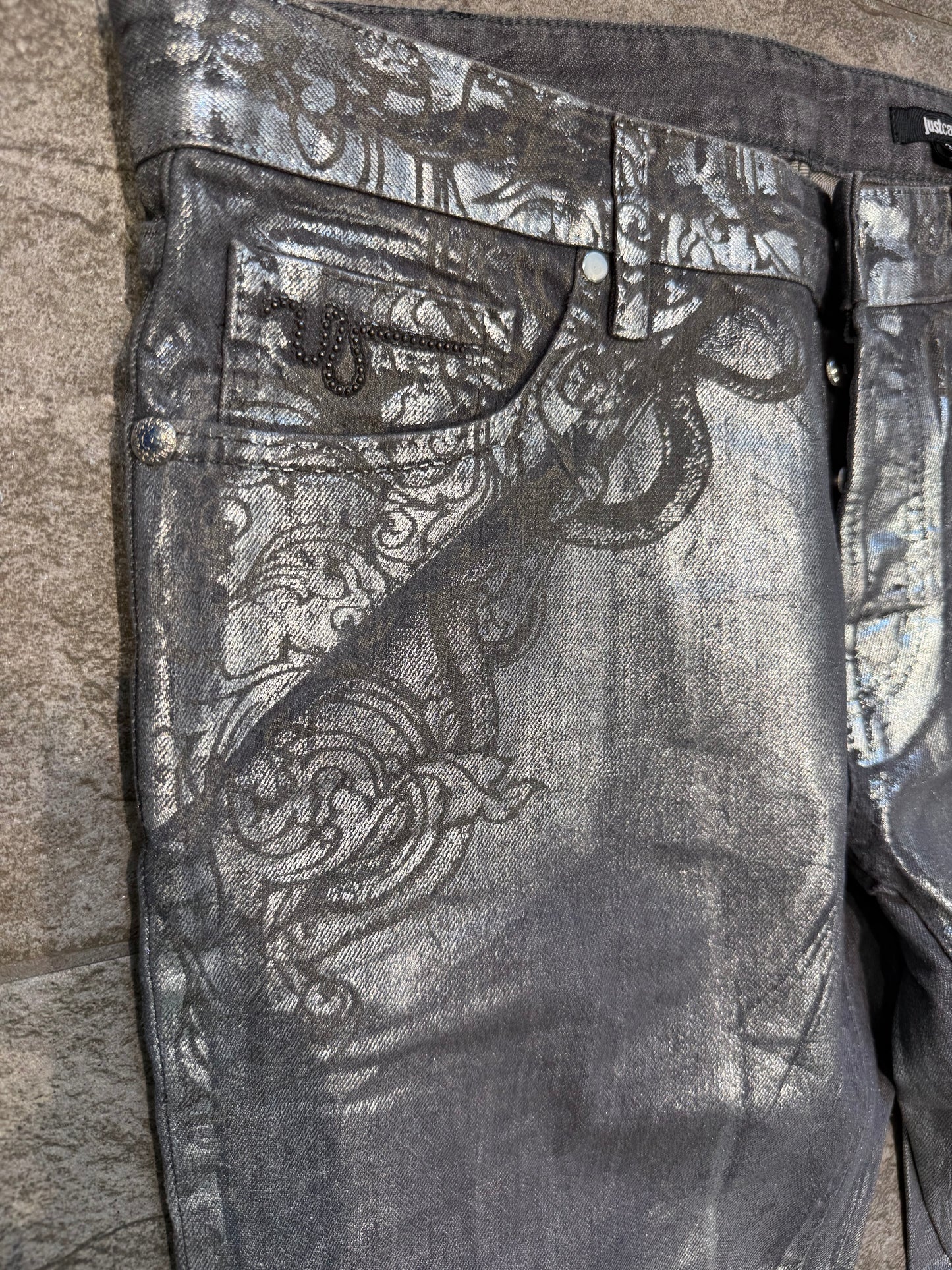 Cavalli Metallic Snake Jeans (34”)