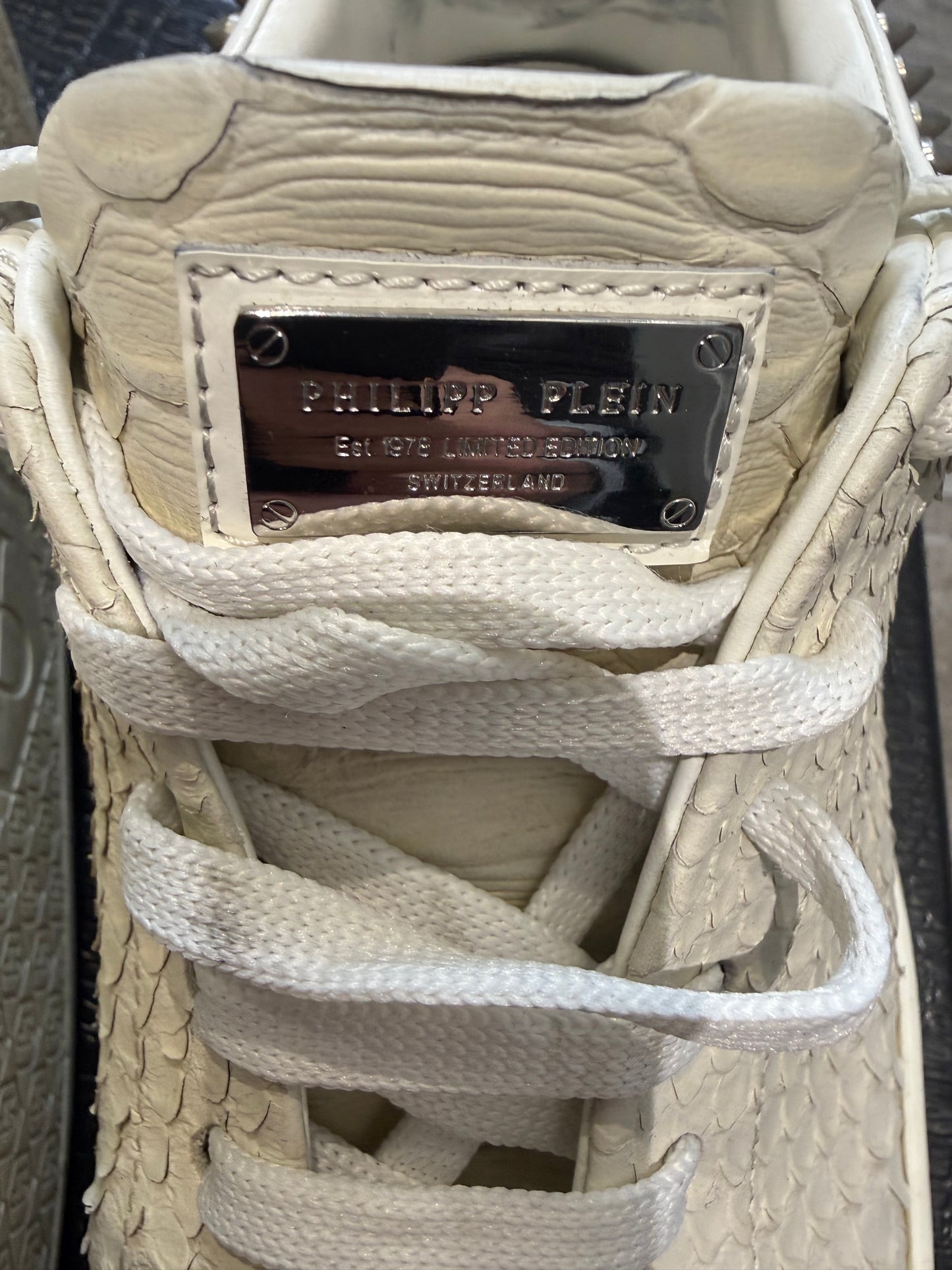 Philipp Plein “Clarke” Python Skin Studded Low Top Trainers (EU41 - UK 7)