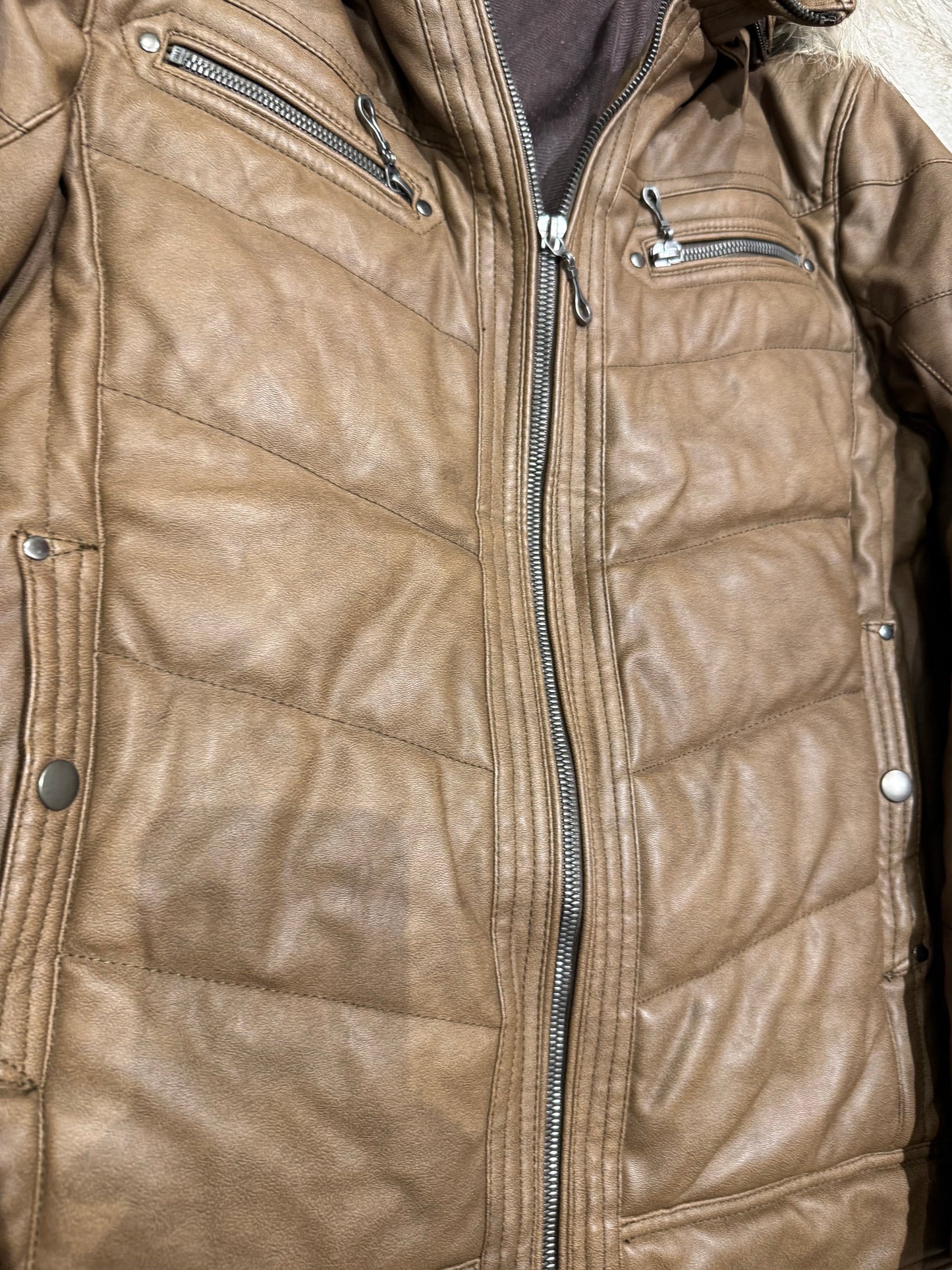 000’S Cubic Sugar Leather Fur Puffer (M)