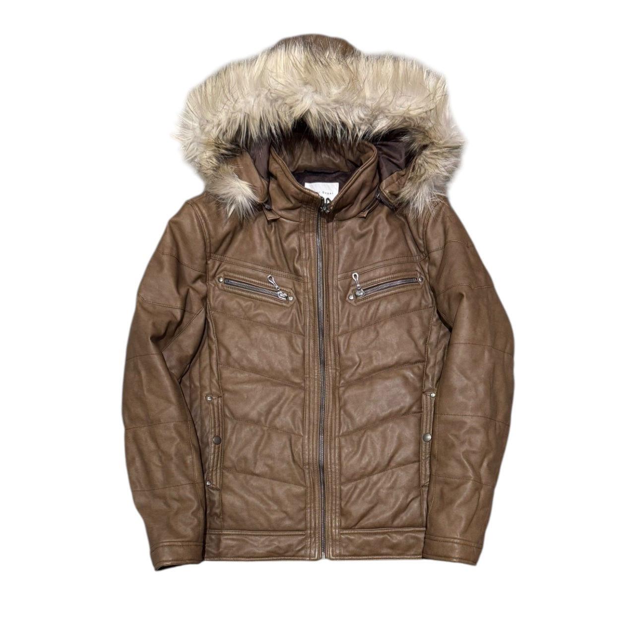 000’S Cubic Sugar Leather Fur Puffer (M)