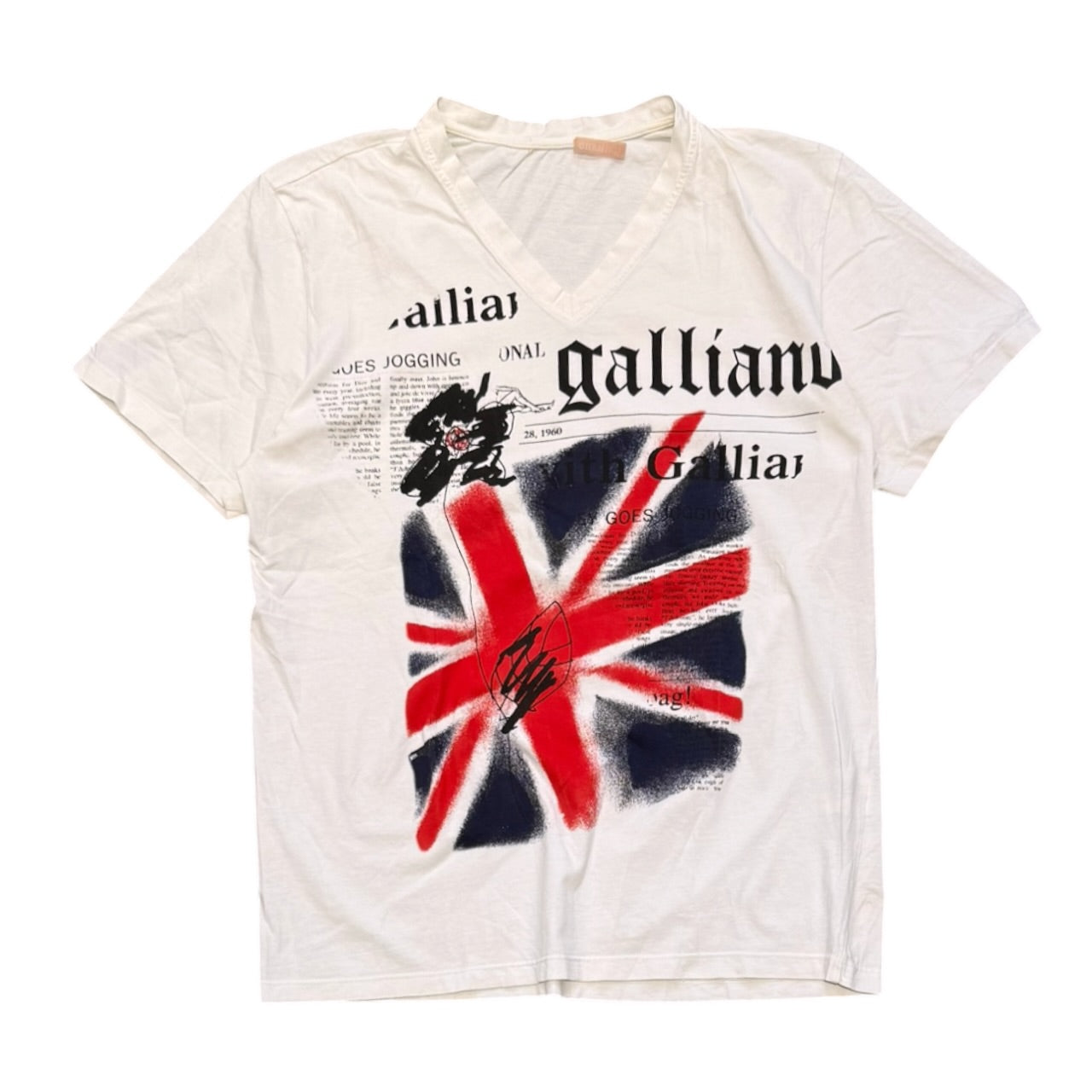 000’s John Galliano Newspaper Union Jack Tee (L)