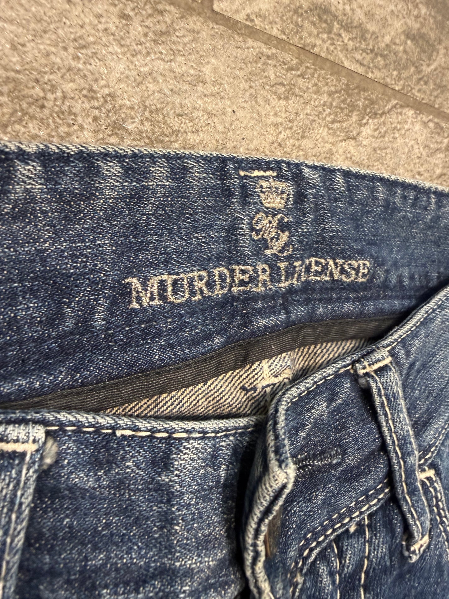 Murder License Newspaper Print Jeans (29”)