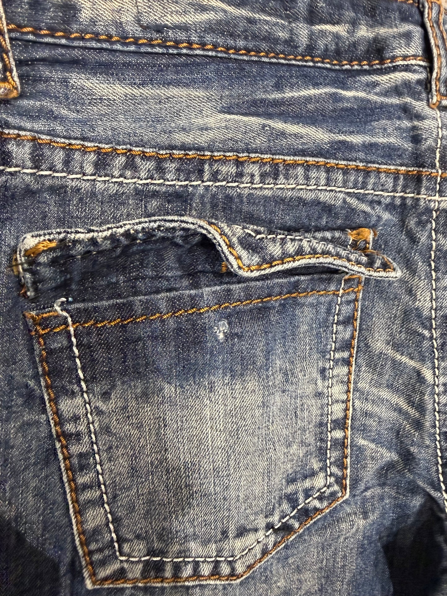 000’s Agate Label Patchwork Distressed Jeans (33”)