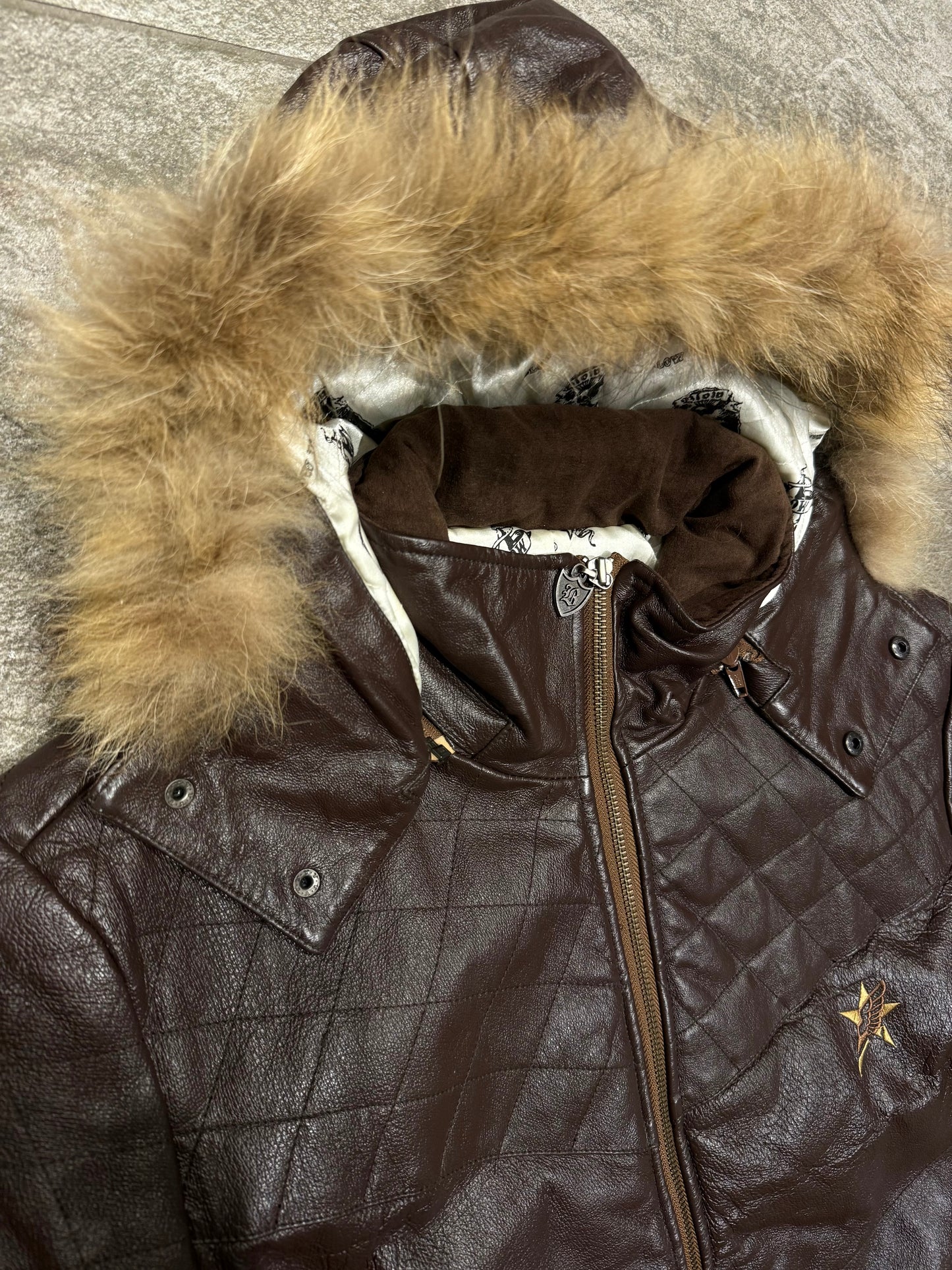 000’s Blow Leather Fur Hood Jacket (M)