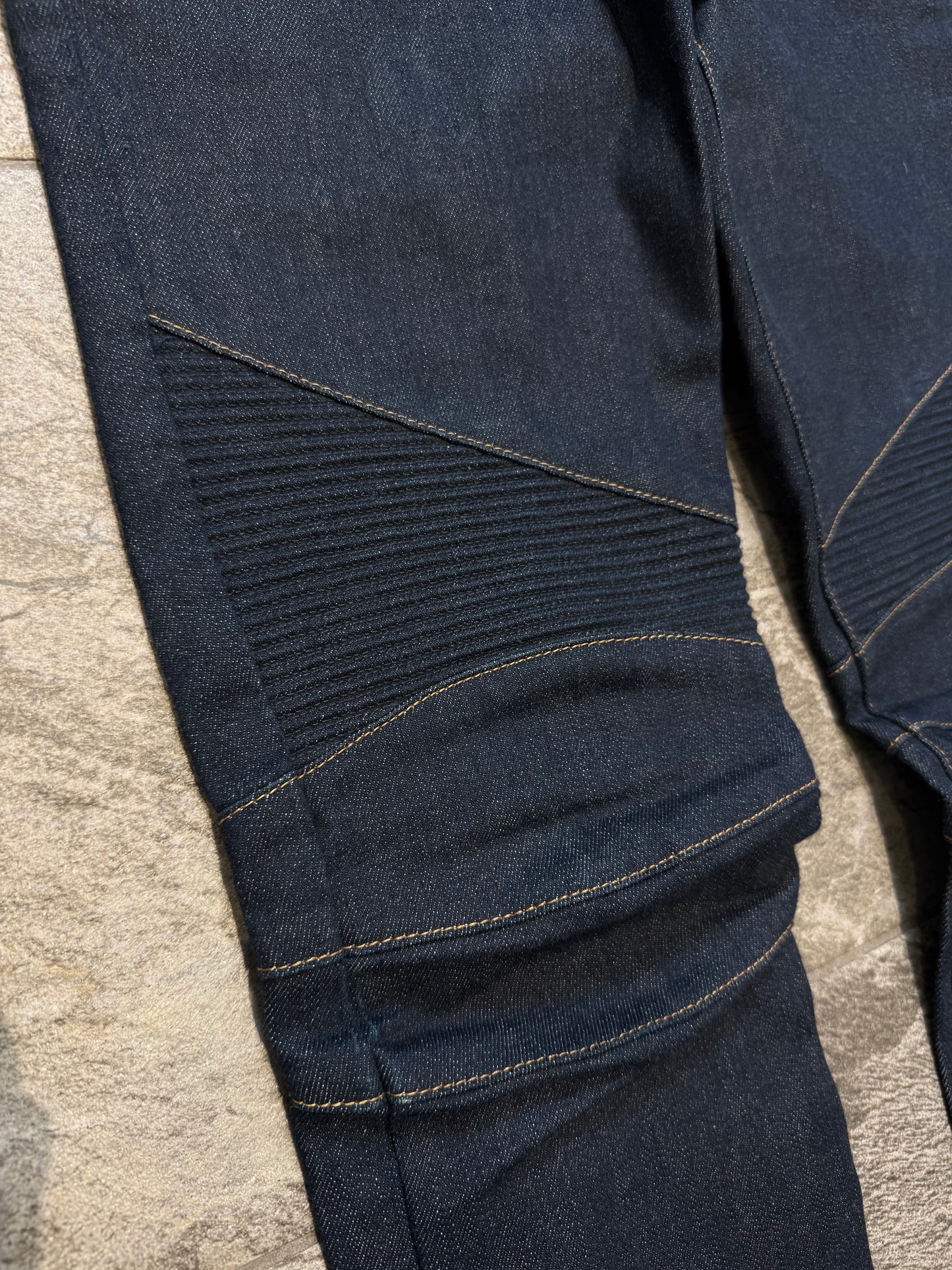 Balmain Raw Denim Biker Jeans (30”)