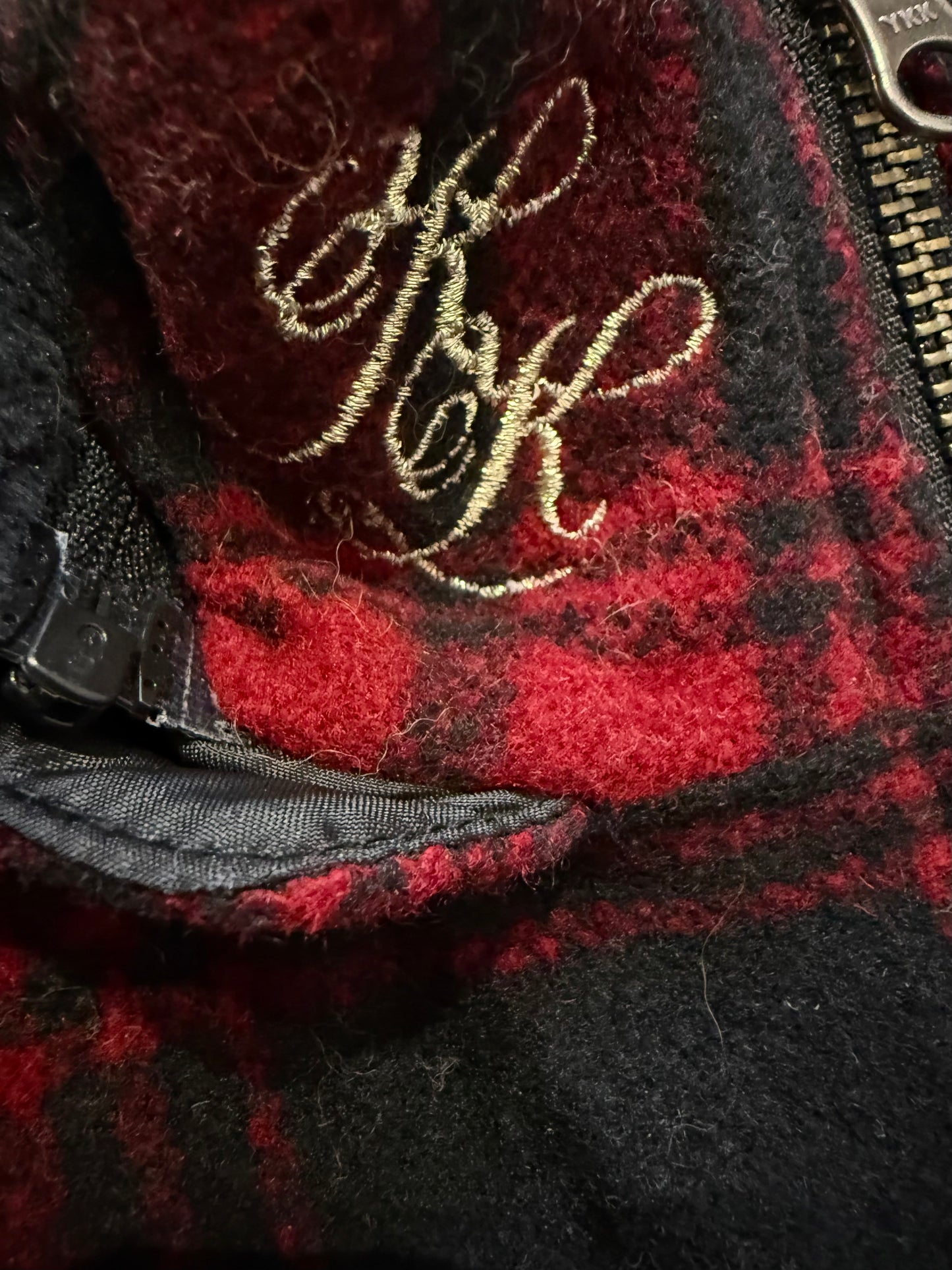 000’s Karl Kani Fur Hood Plaid Jacket (S)