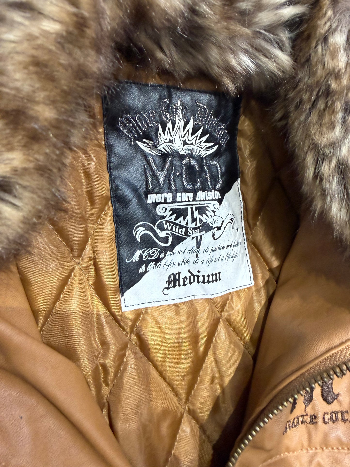 000’s MCD Fur Collar Leather Jacket (S-M)