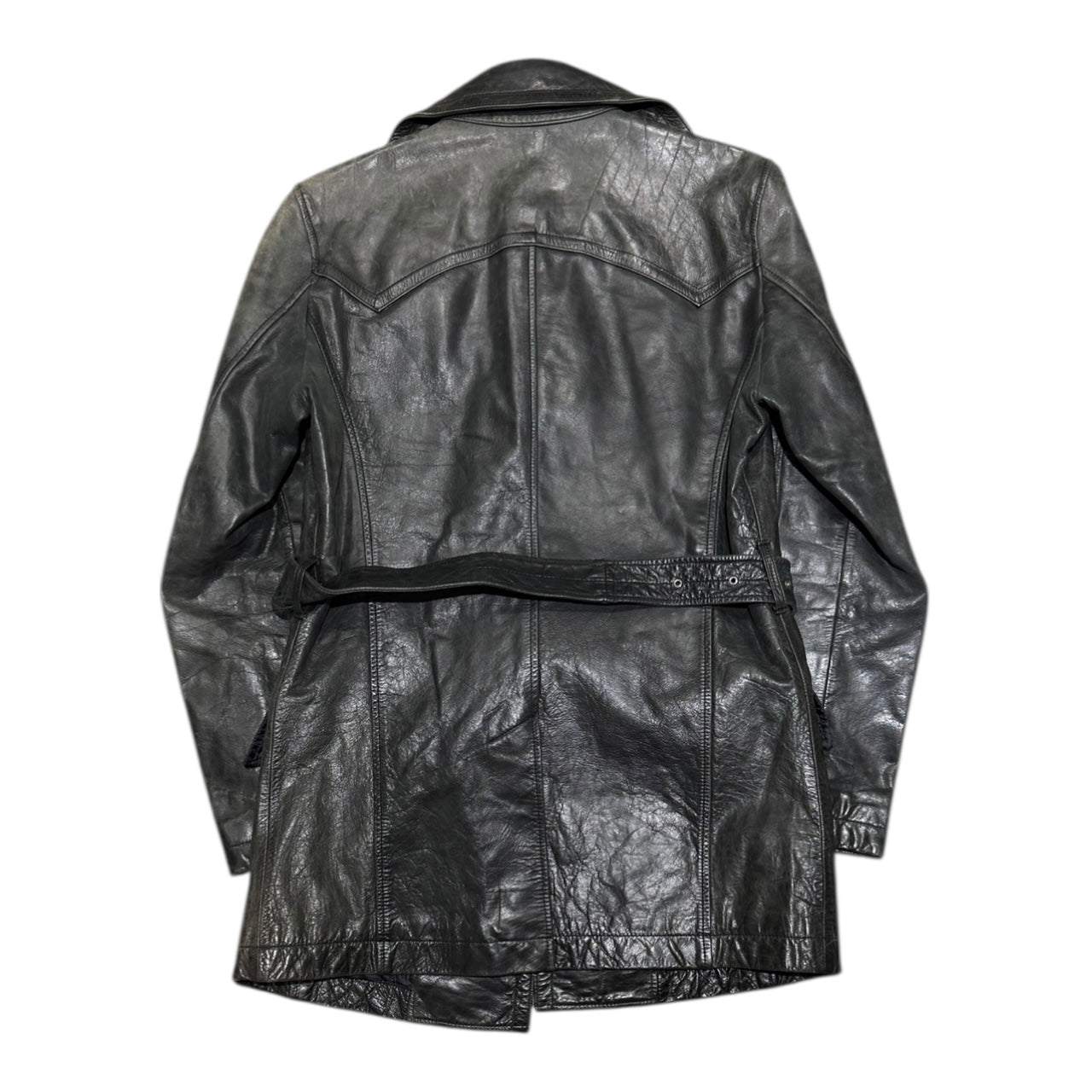 000’s ASM Leather Trench Coat (XS-S)