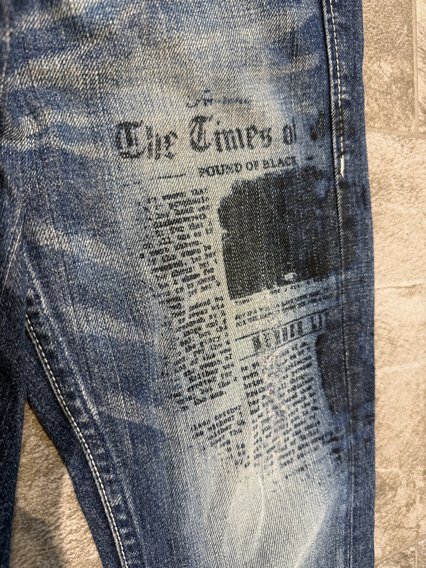 Murder License Newspaper Print Jeans (29”)