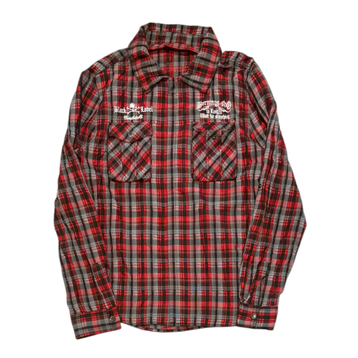 000’s Bernings Skull Plaid Flannel (L)