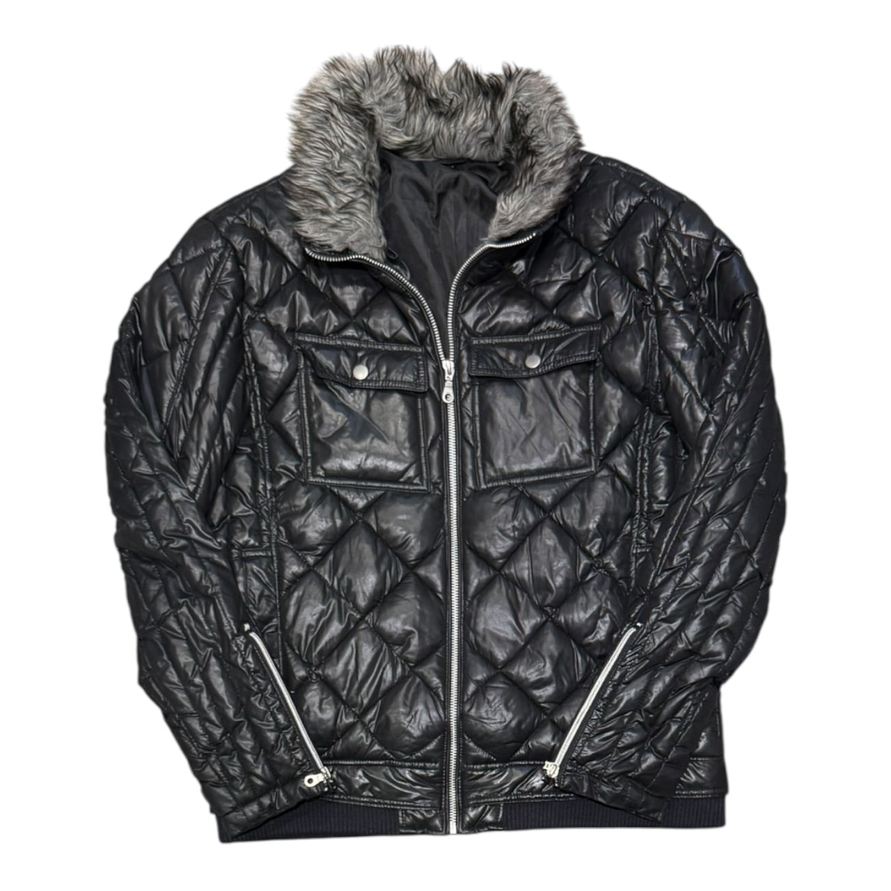 000’s Japanese Glossy Fur Collar Puffer (M)