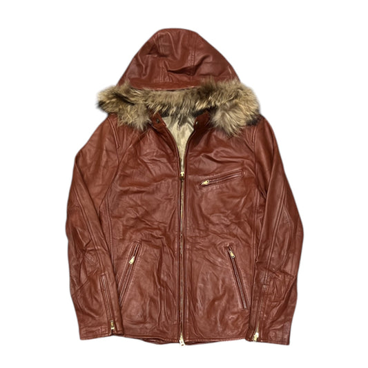 000’s Japanese Leather Fur Hooded Jacket