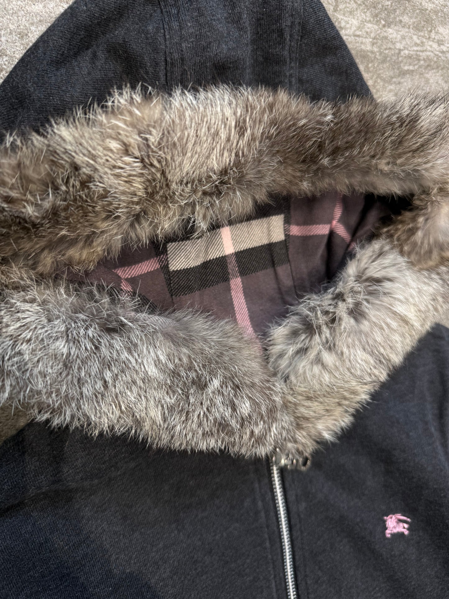000’s Burberry Fur Hoodie (XS)