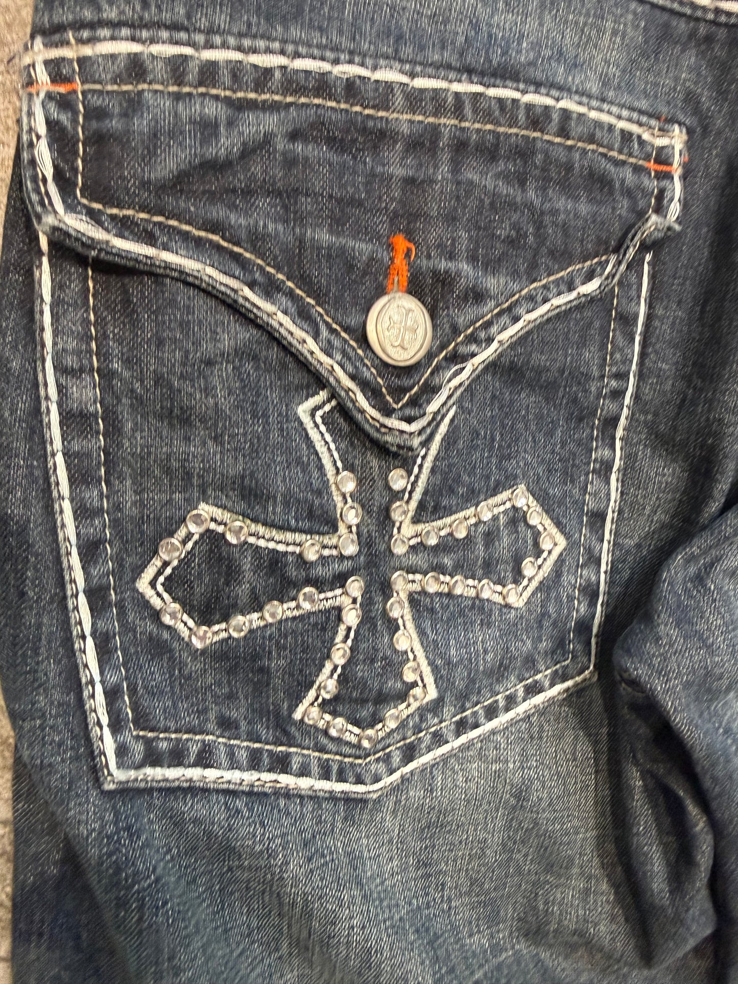 Japanese Rhinestone Cross Jeans (32”)