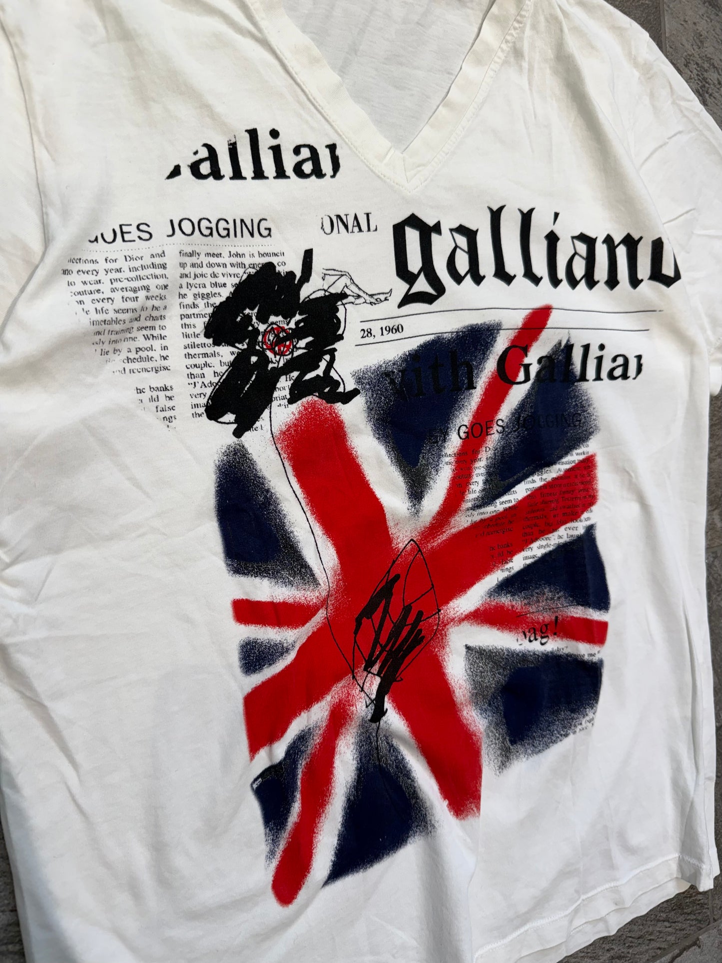 000’s John Galliano Newspaper Union Jack Tee (L)