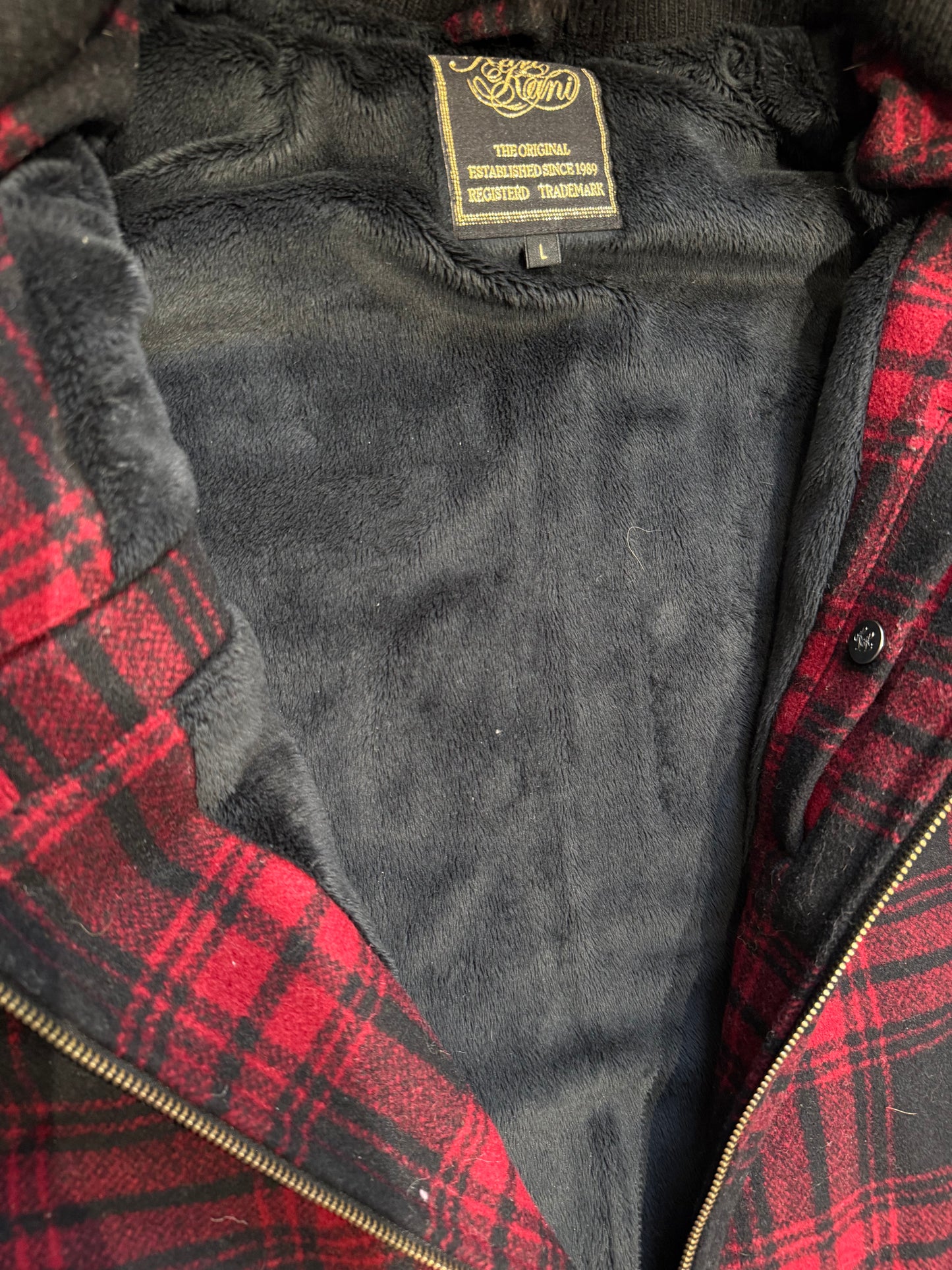 000’s Karl Kani Fur Hood Plaid Jacket (M-L)