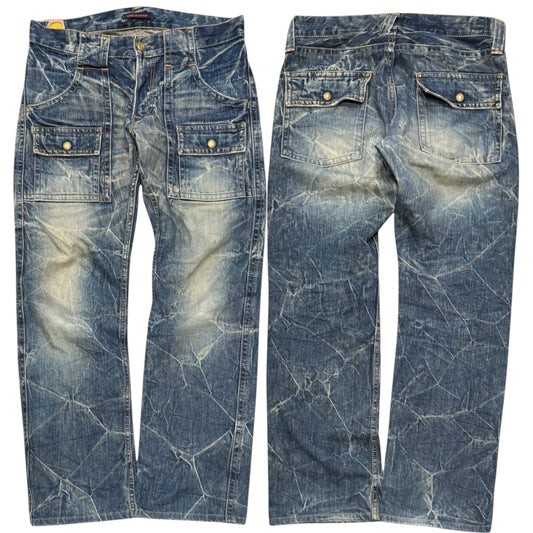000’s Blue Way Distressed Bootcut Jeans (31”)
