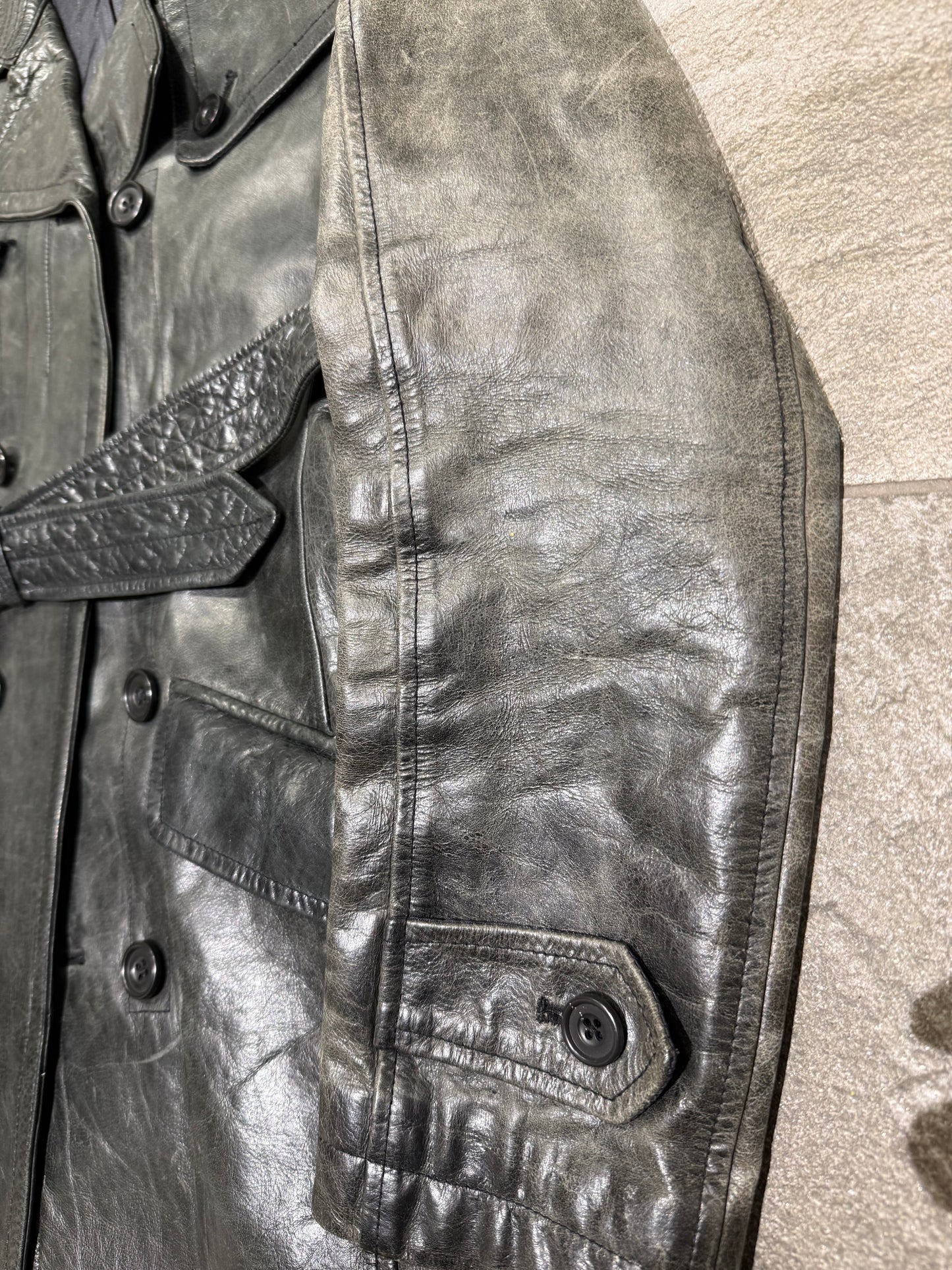 000’s ASM Leather Trench Coat (XS-S)