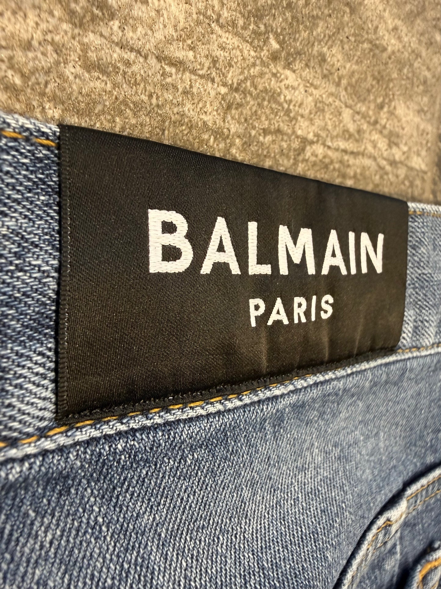 Balmain AW23 Moto Biker Jeans (34”)