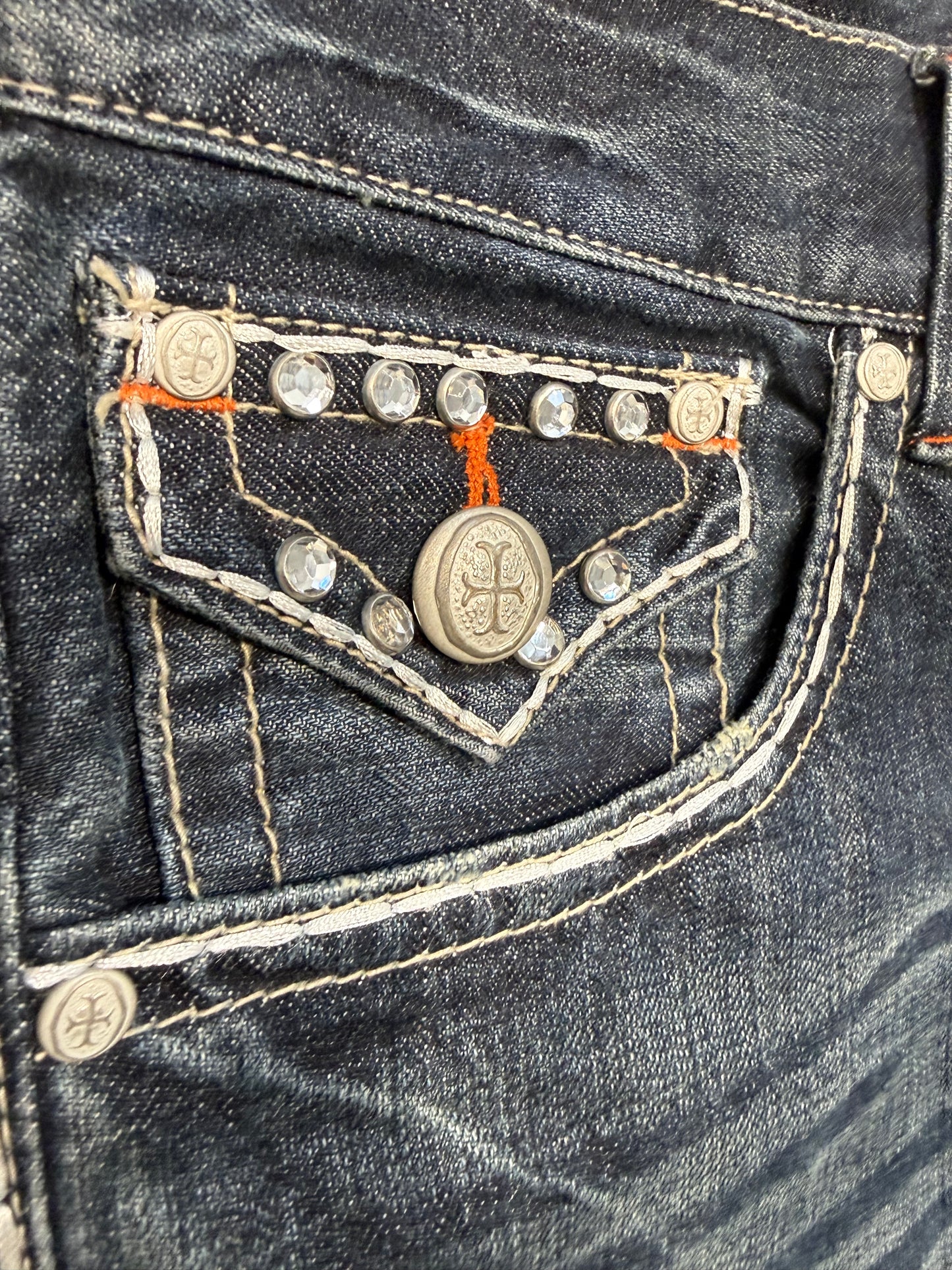 Japanese Rhinestone Cross Jeans (32”)