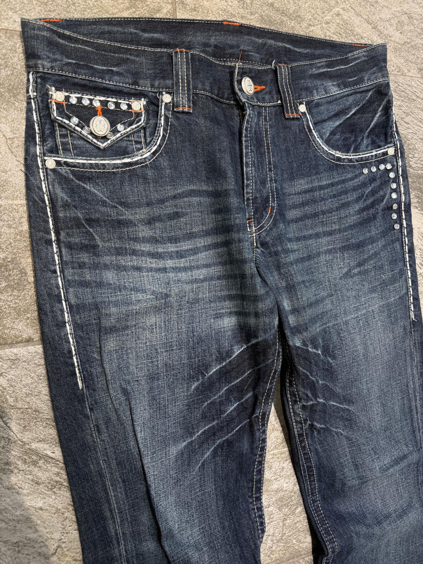 Japanese Rhinestone Cross Jeans (32”)