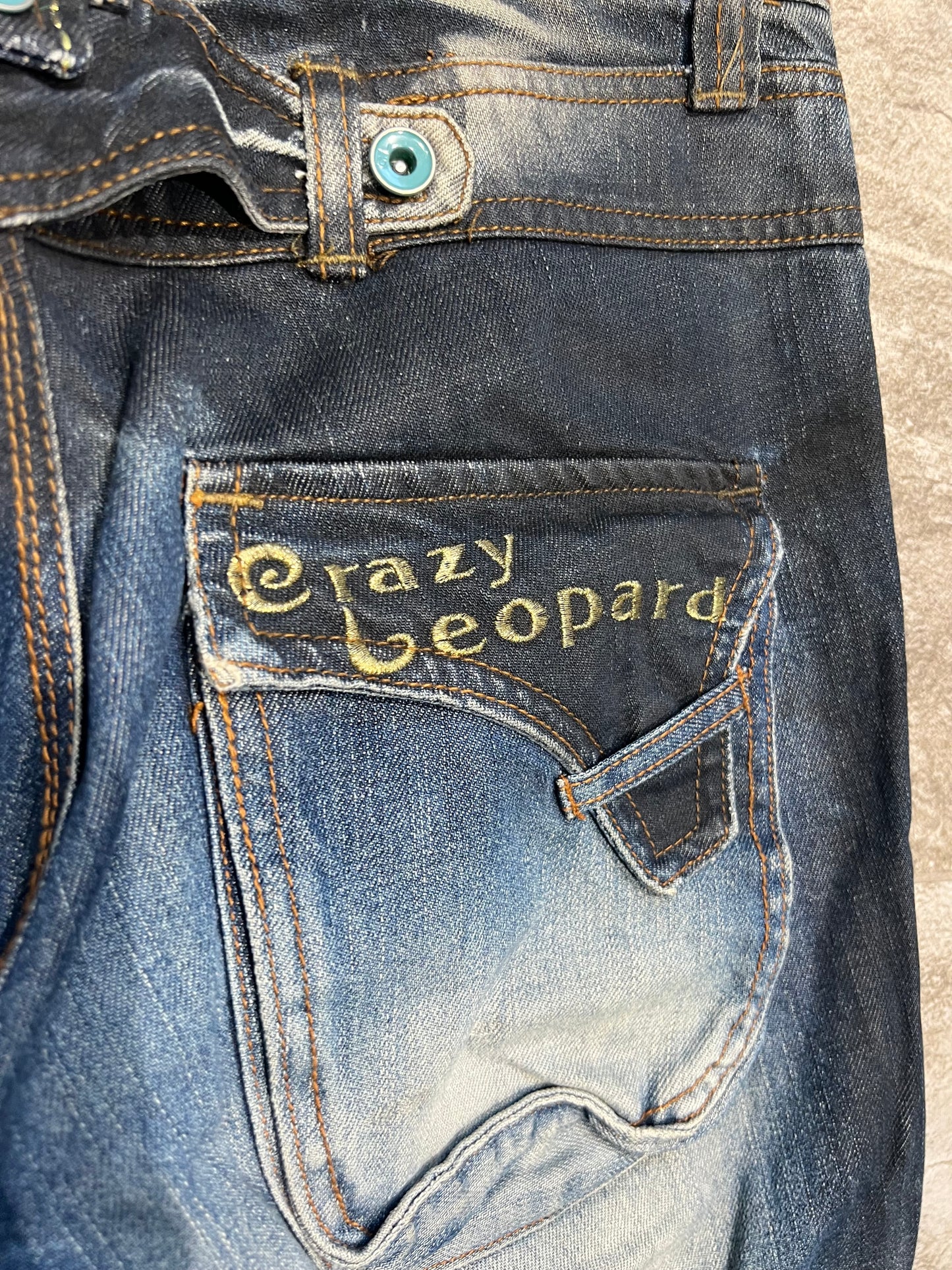 000’s Crazy Leopard Double Waist Jeans