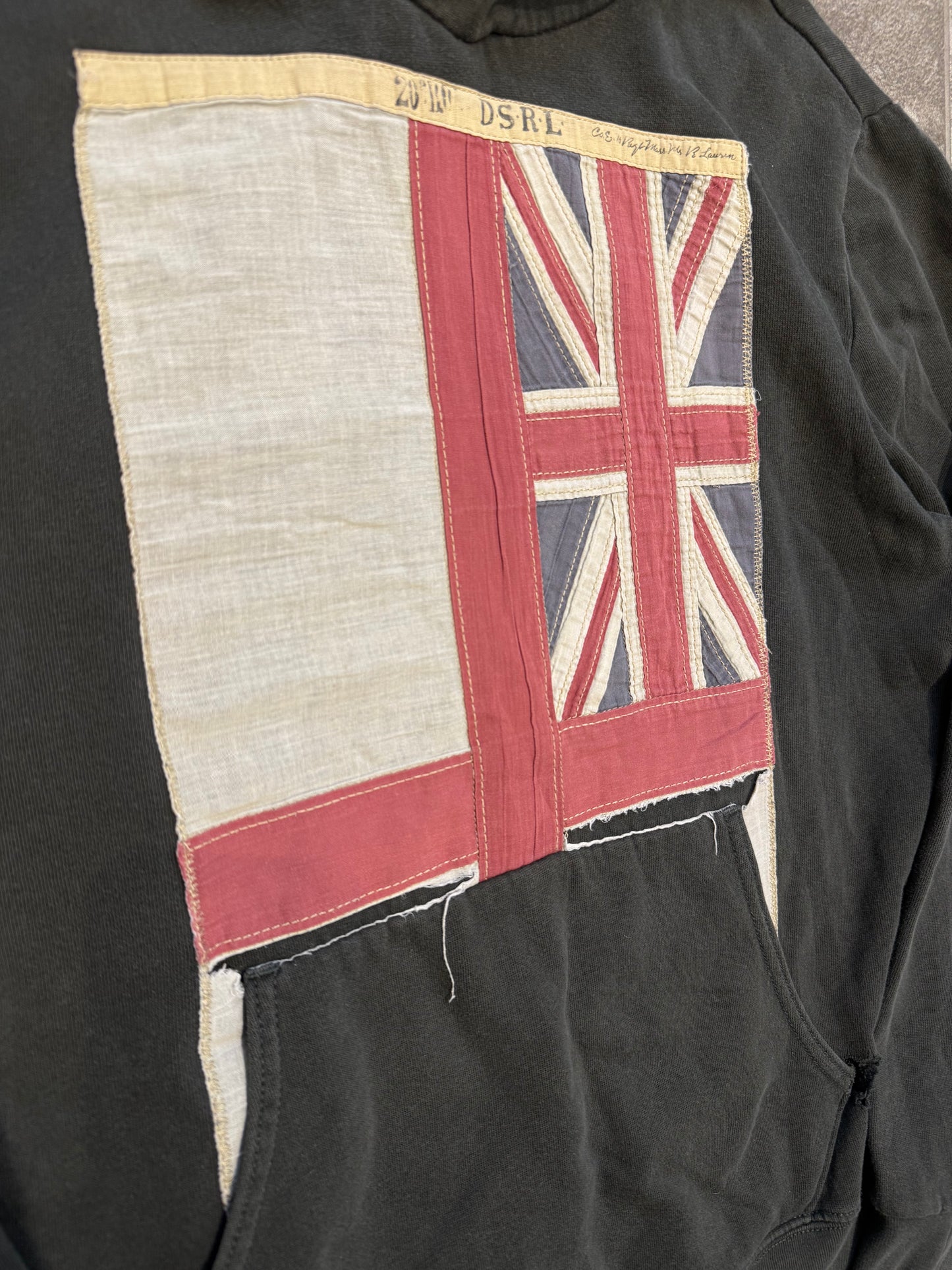 Ralph Lauren Denim & Supply Distressed Union Jack Flag Hoodie (M)