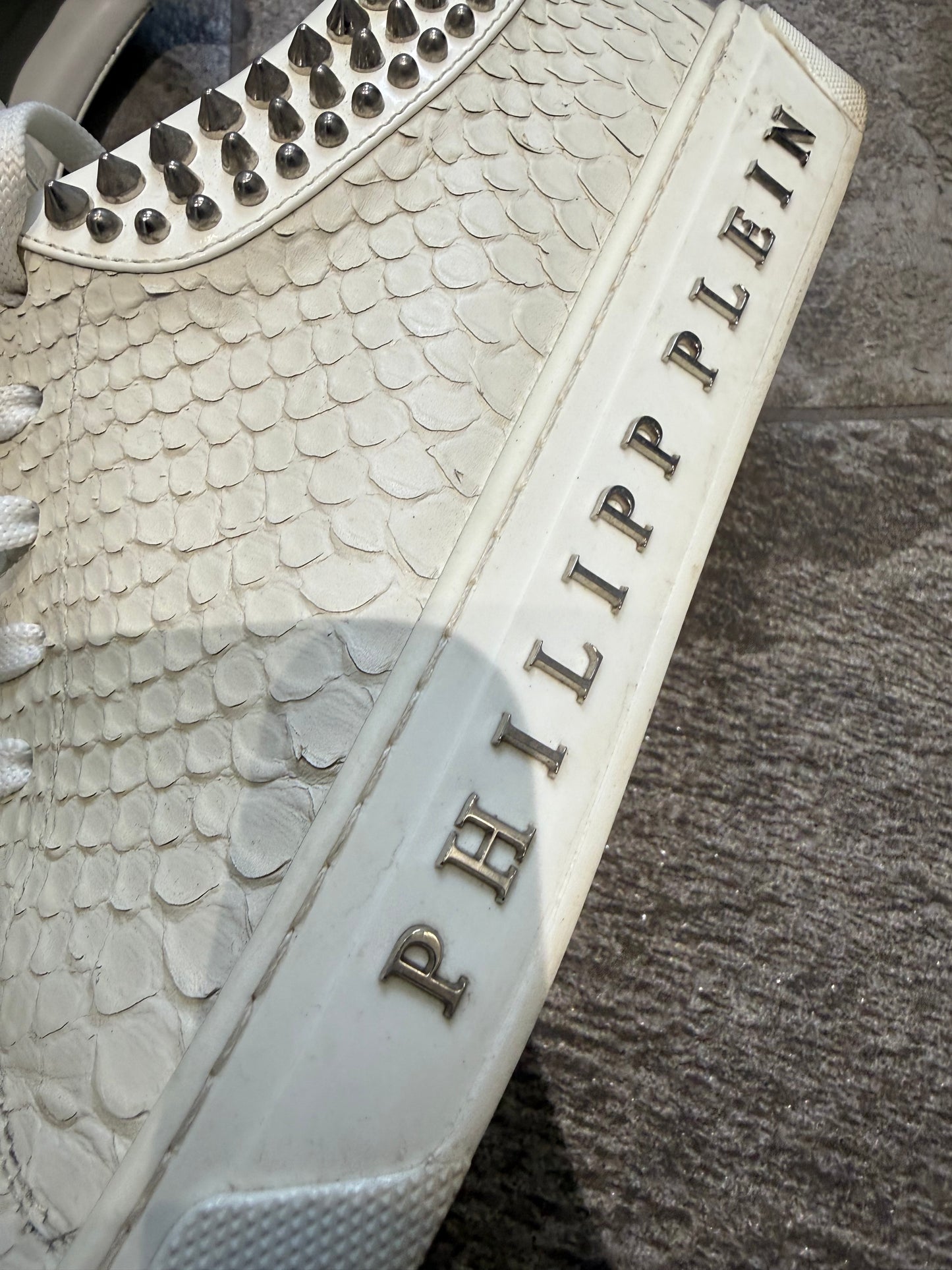 Philipp Plein “Clarke” Python Skin Studded Low Top Trainers (EU41 - UK 7)
