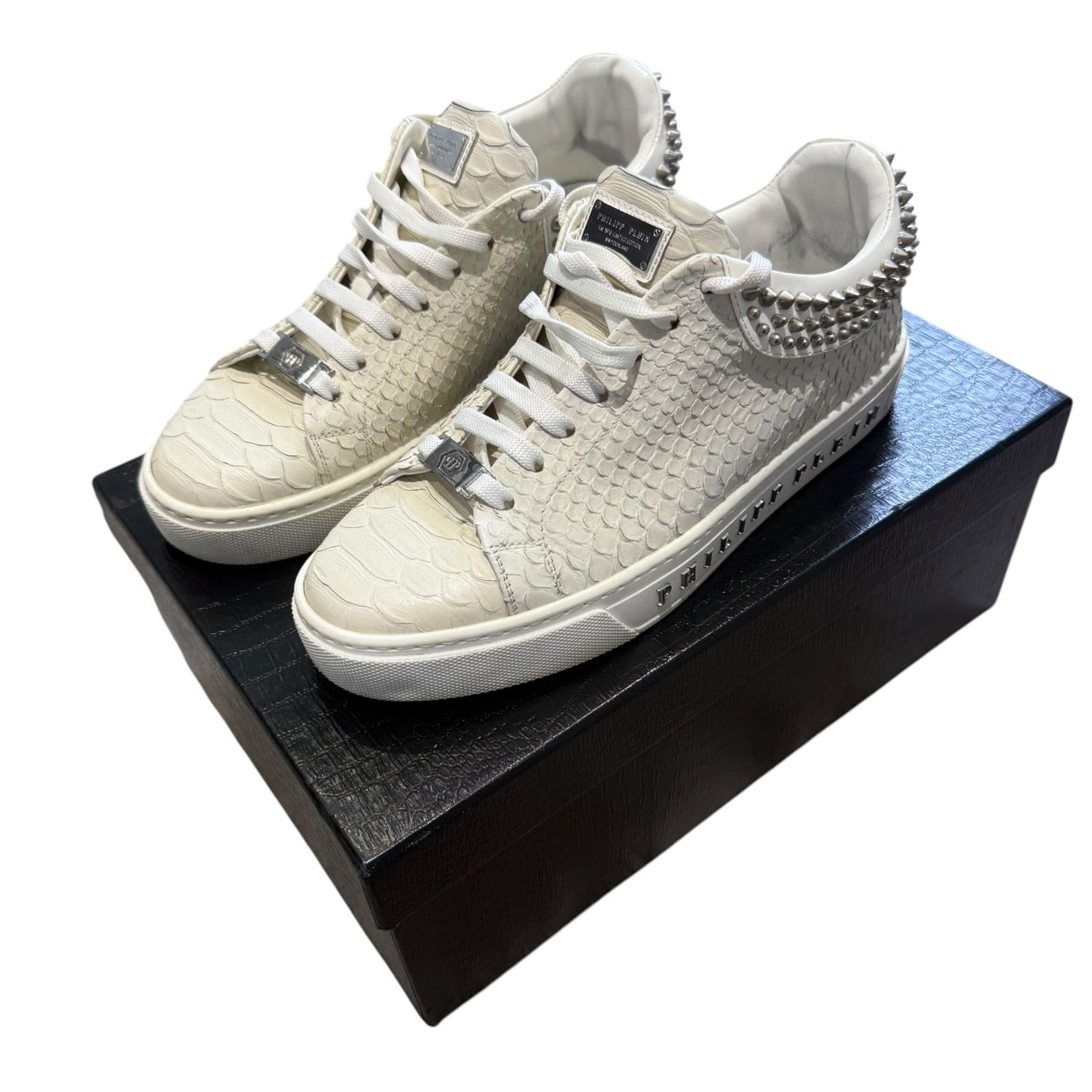 Philipp Plein “Clarke” Python Skin Studded Low Top Trainers (EU41 - UK 7)