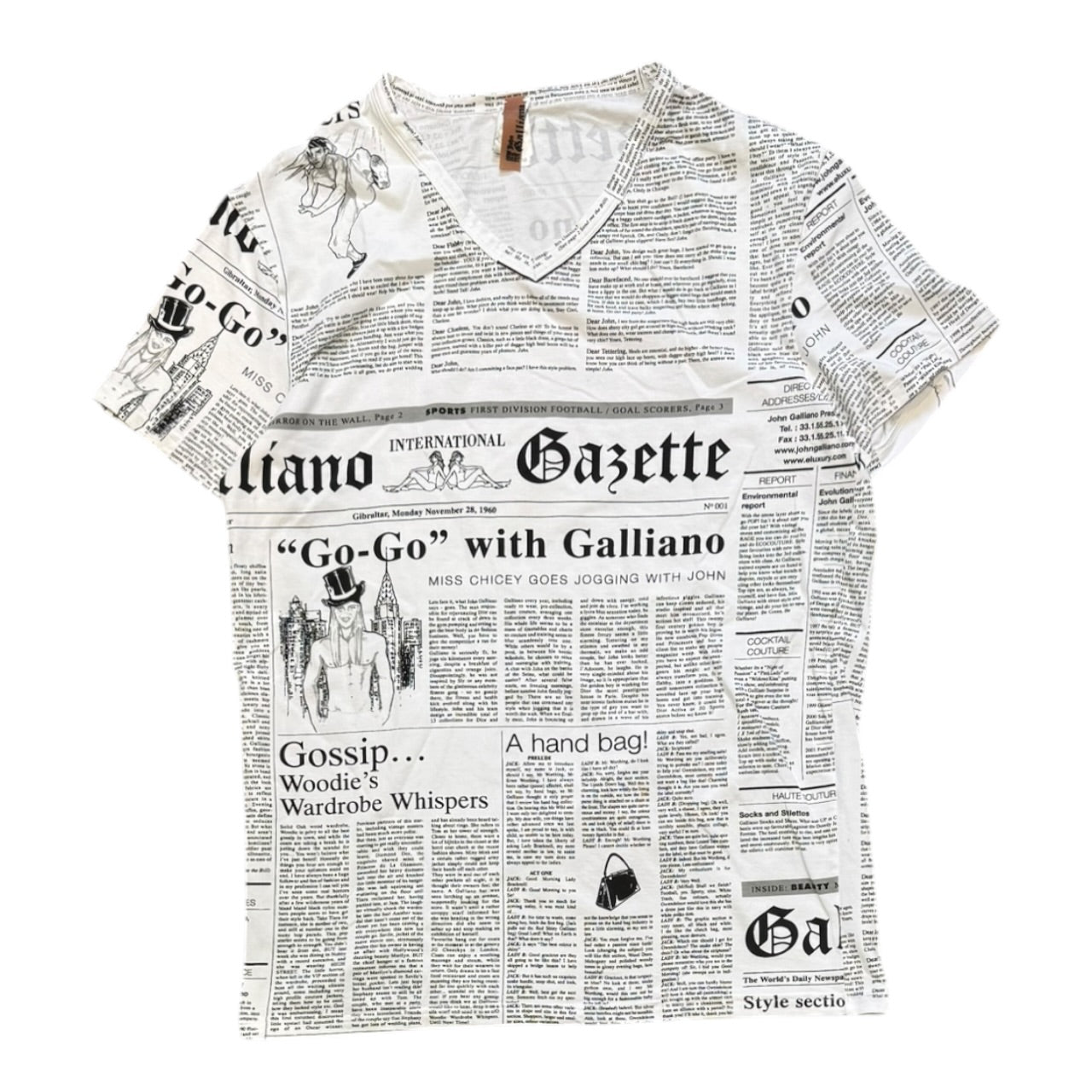 000’s John Galliano Newspaper Tee (L)