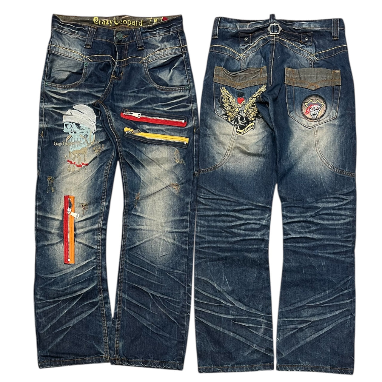 000’s Crazy Leopard Bootcut Jeans