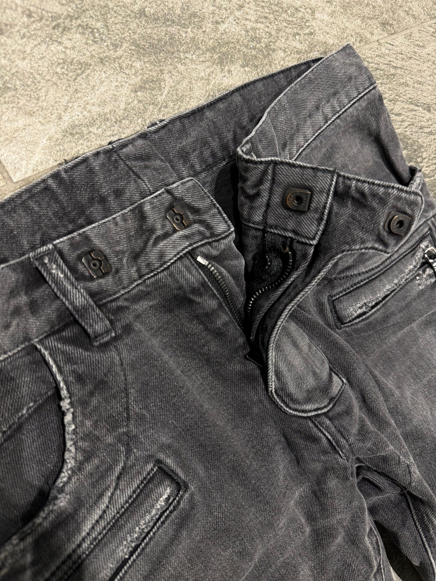 Balmain SS2017 Distressed Zip Jeans (33”)
