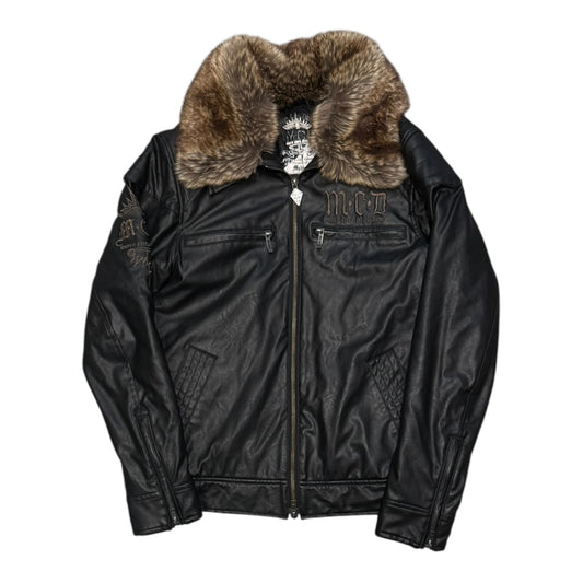 000’s MCD Fur Collar Leather Jacket (S-M)