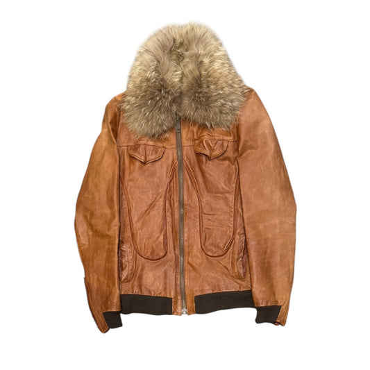 000’s WD Fur Collar Leather Jacket (S)