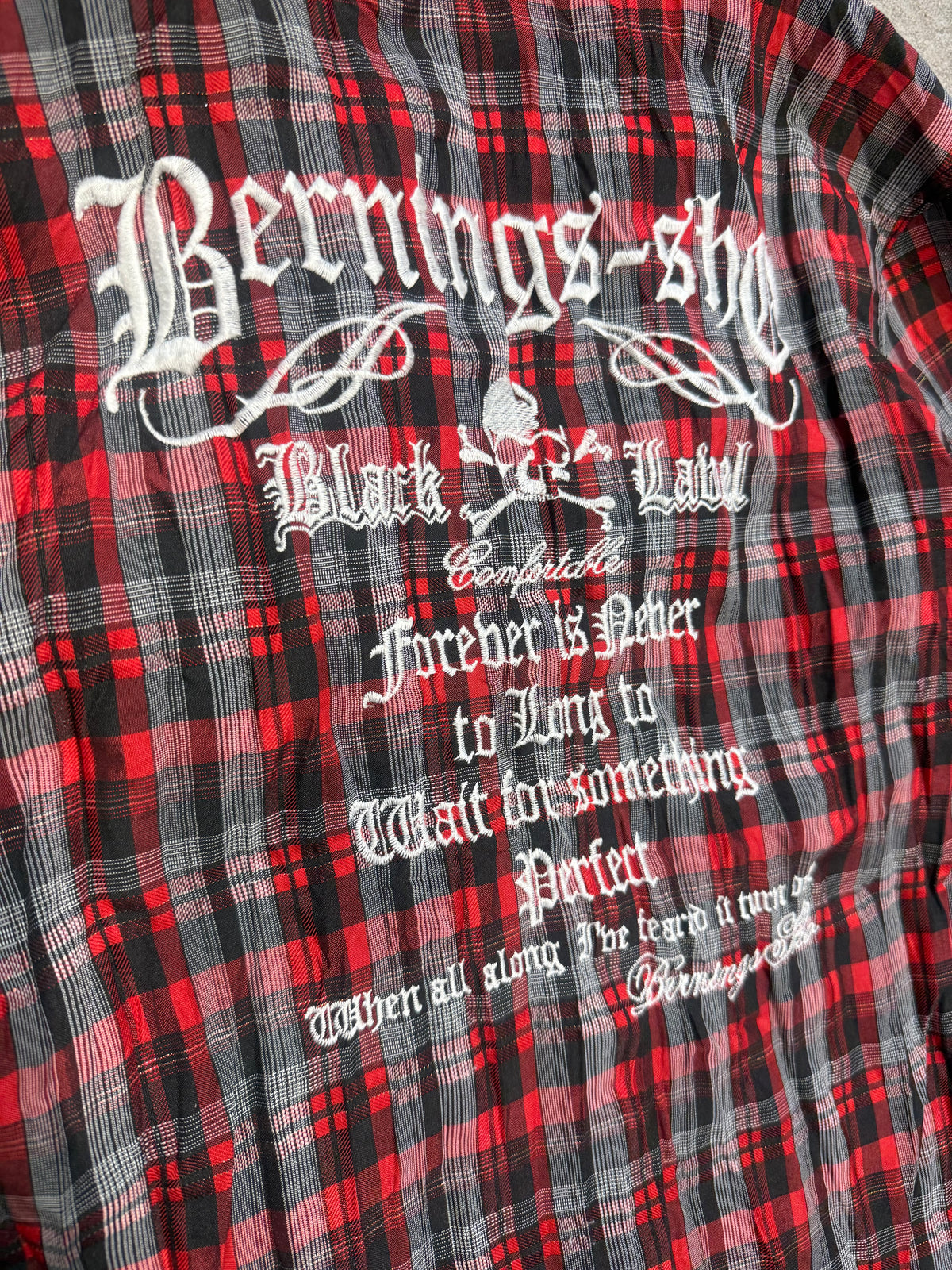 000’s Bernings Skull Plaid Flannel (L)