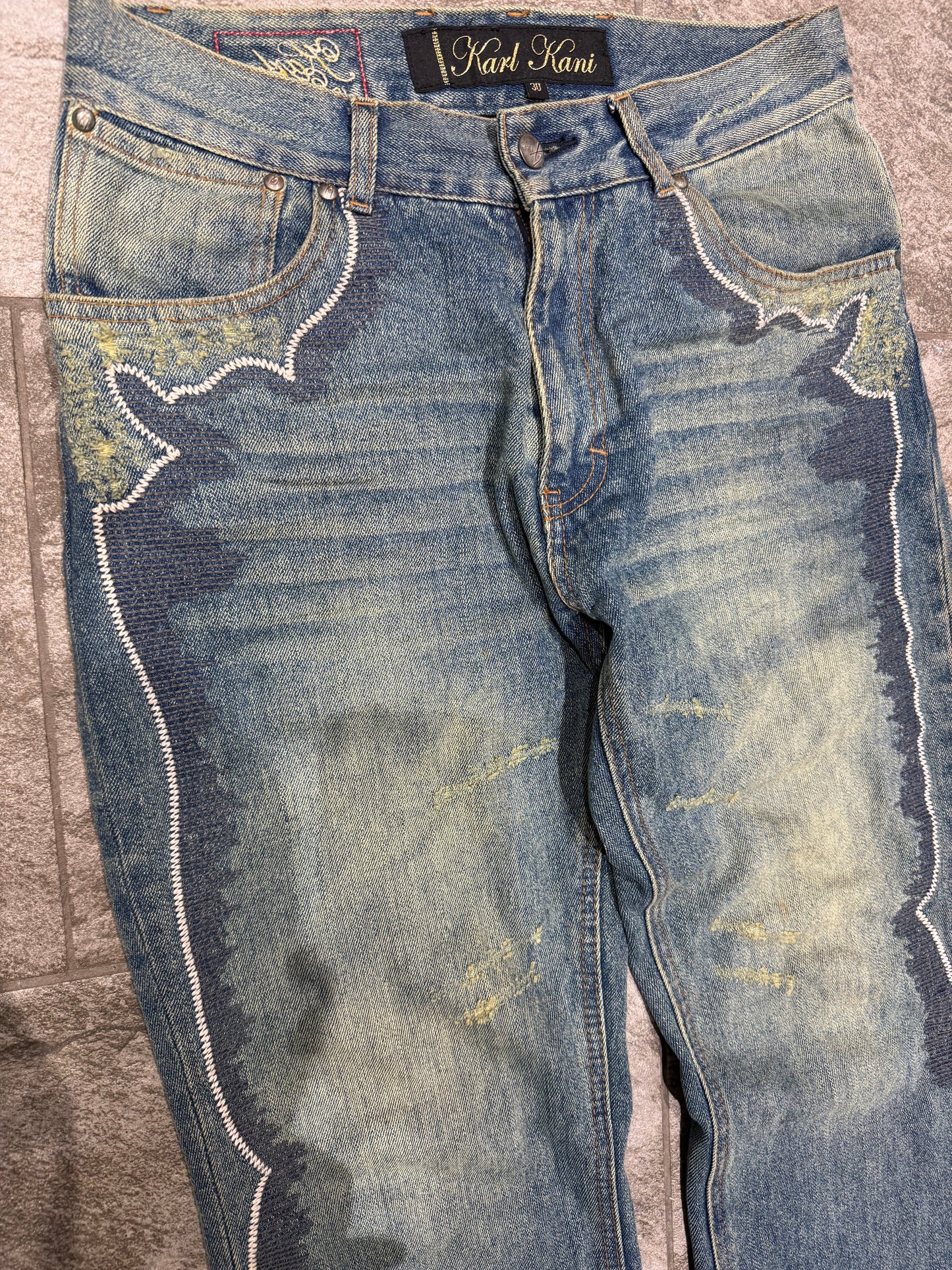 000’s Karl Kani Bootcut Embroidered Jeans (31”)